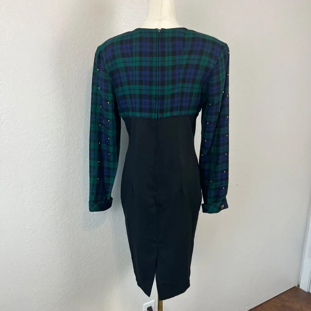 VTG Dark Academia Dress Womens‎ 7/8 Tartan Plaid Schoolgirl Grunge Prep Minimal